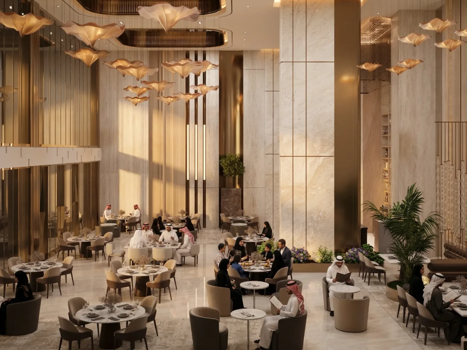Main Hall & Restaurant · M-P01 — project visualization 4